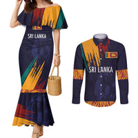 Custom Sri Lanka Cricket The Lions Couples Matching Mermaid Dress and Long Sleeve Button Shirt