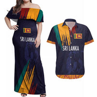 Custom Sri Lanka Cricket The Lions Couples Matching Off Shoulder Maxi Dress and Hawaiian Shirt