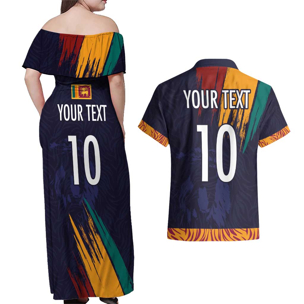Custom Sri Lanka Cricket The Lions Couples Matching Off Shoulder Maxi Dress and Hawaiian Shirt