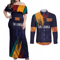 Custom Sri Lanka Cricket The Lions Couples Matching Off Shoulder Maxi Dress and Long Sleeve Button Shirt