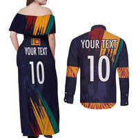Custom Sri Lanka Cricket The Lions Couples Matching Off Shoulder Maxi Dress and Long Sleeve Button Shirt