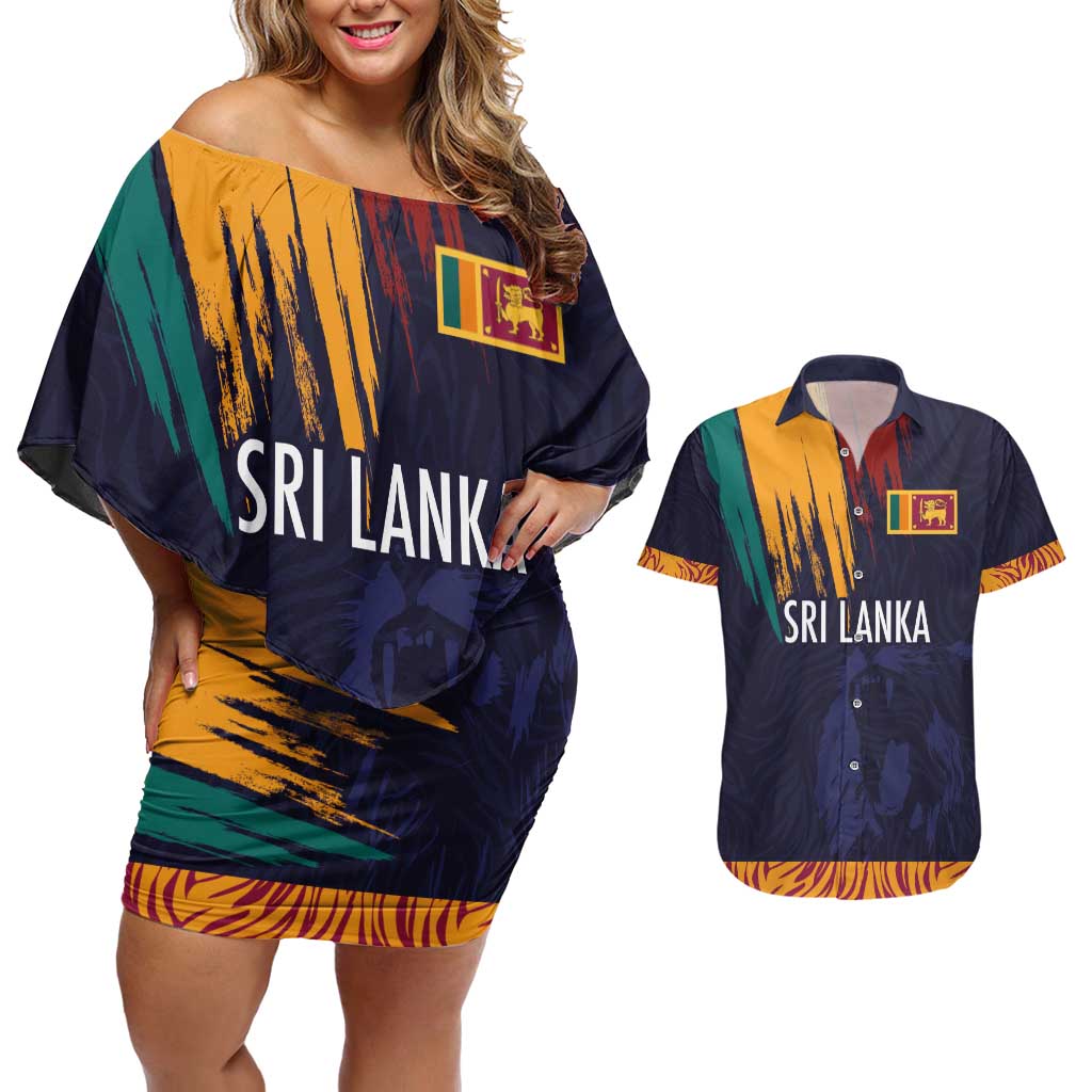 Custom Sri Lanka Cricket The Lions Couples Matching Off Shoulder Short Dress and Hawaiian Shirt
