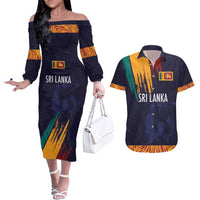 Custom Sri Lanka Cricket The Lions Couples Matching Off The Shoulder Long Sleeve Dress and Hawaiian Shirt
