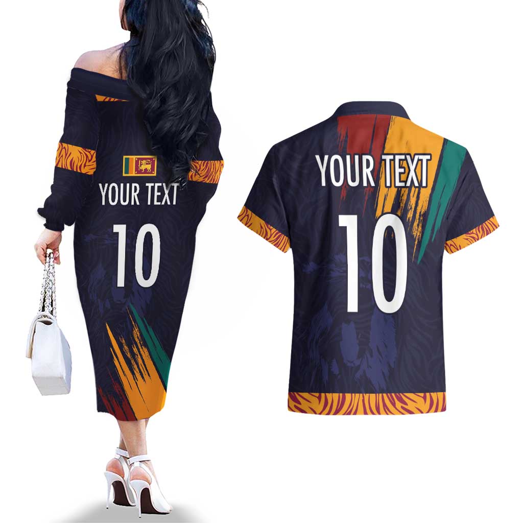 Custom Sri Lanka Cricket The Lions Couples Matching Off The Shoulder Long Sleeve Dress and Hawaiian Shirt
