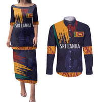 Custom Sri Lanka Cricket The Lions Couples Matching Puletasi and Long Sleeve Button Shirt