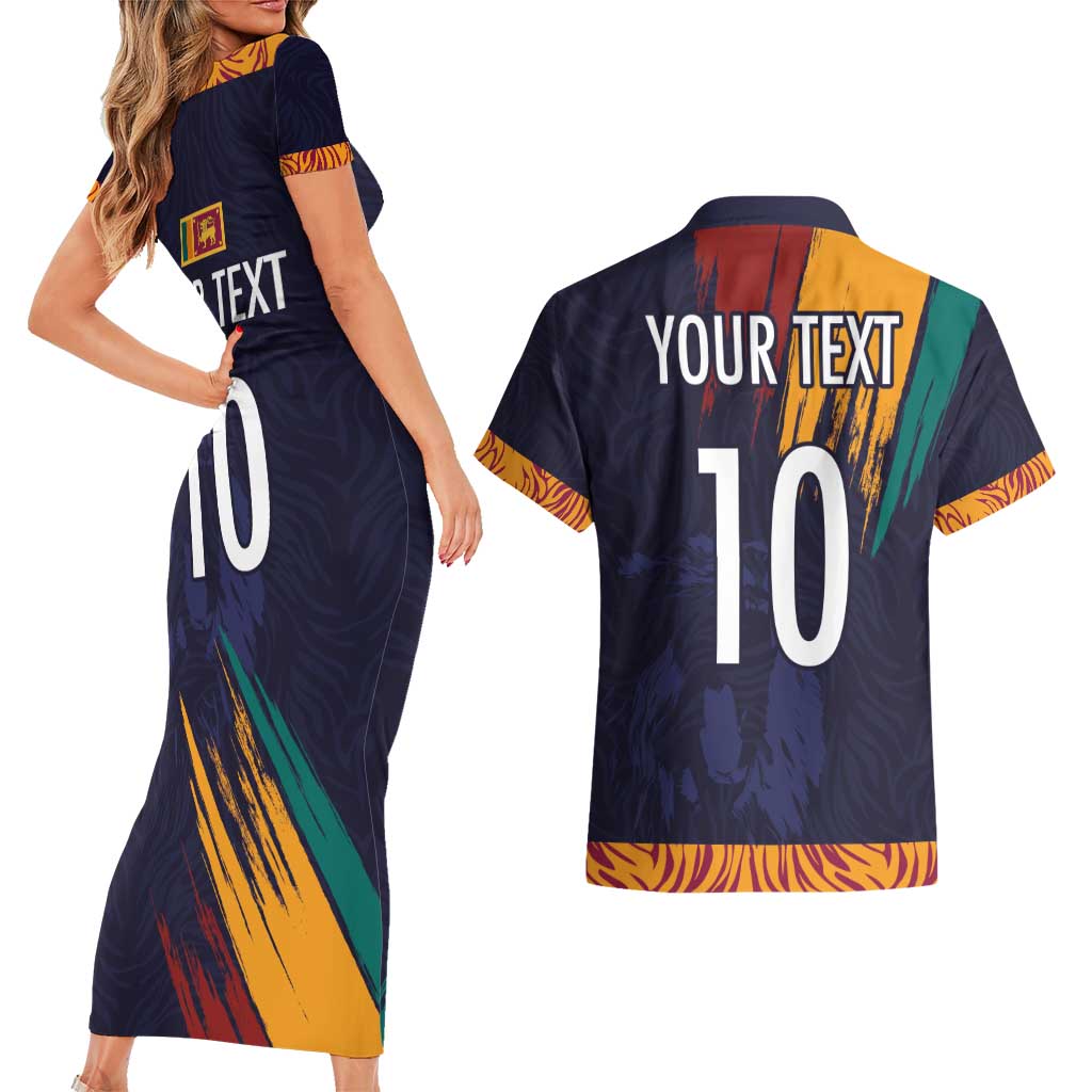 Custom Sri Lanka Cricket The Lions Couples Matching Short Sleeve Bodycon Dress and Hawaiian Shirt