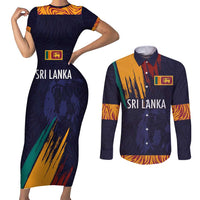 Custom Sri Lanka Cricket The Lions Couples Matching Short Sleeve Bodycon Dress and Long Sleeve Button Shirt