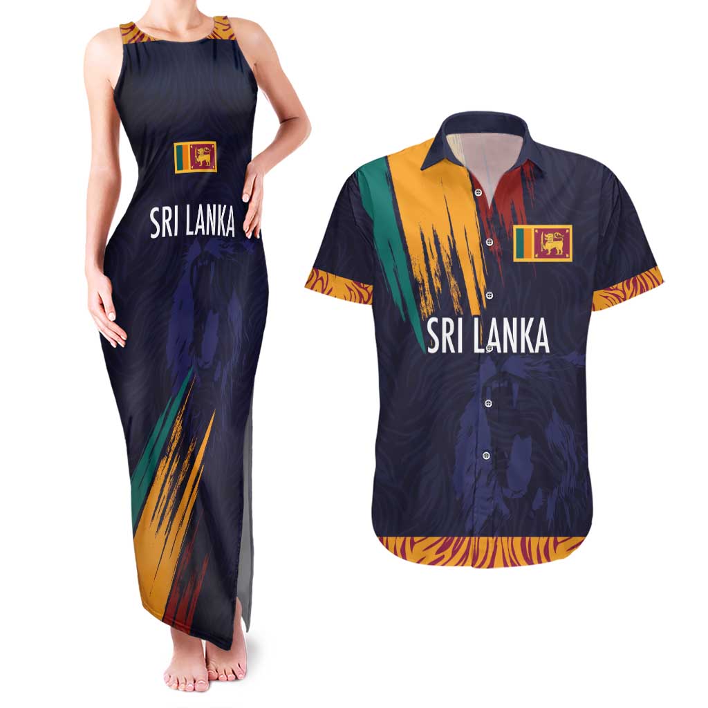 Custom Sri Lanka Cricket The Lions Couples Matching Tank Maxi Dress and Hawaiian Shirt