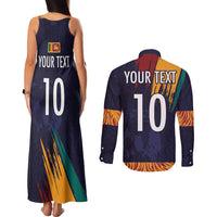 Custom Sri Lanka Cricket The Lions Couples Matching Tank Maxi Dress and Long Sleeve Button Shirt