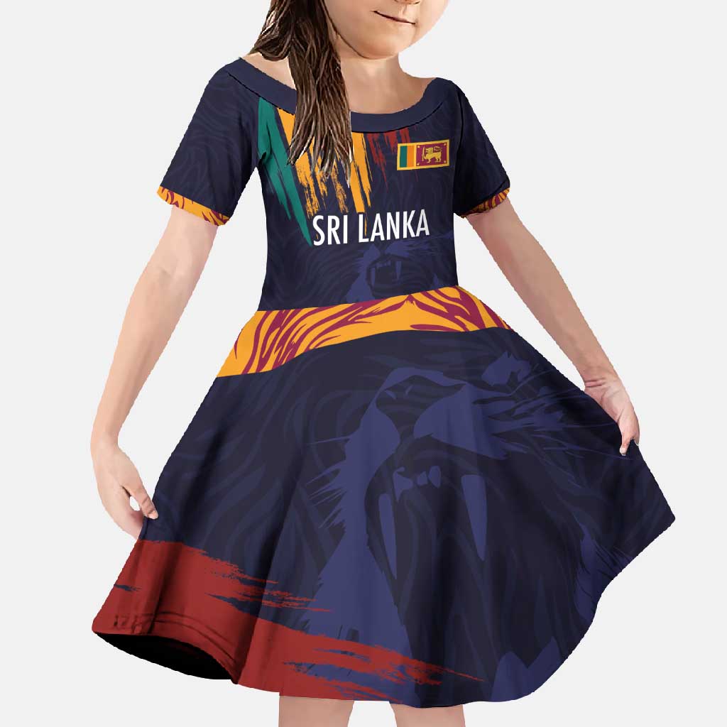 Custom Sri Lanka Cricket The Lions Family Matching Long Sleeve Bodycon Dress and Hawaiian Shirt