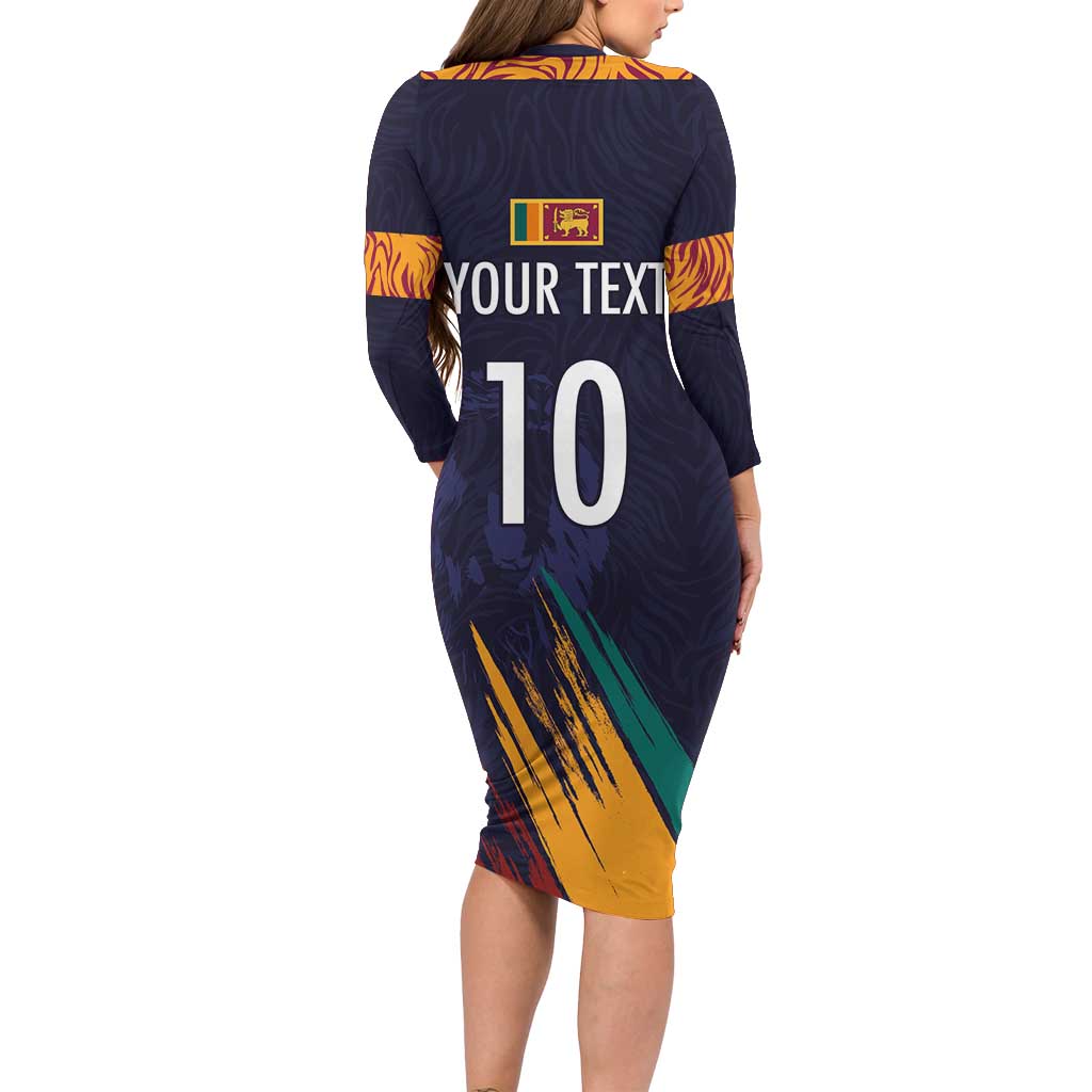 Custom Sri Lanka Cricket The Lions Family Matching Long Sleeve Bodycon Dress and Hawaiian Shirt