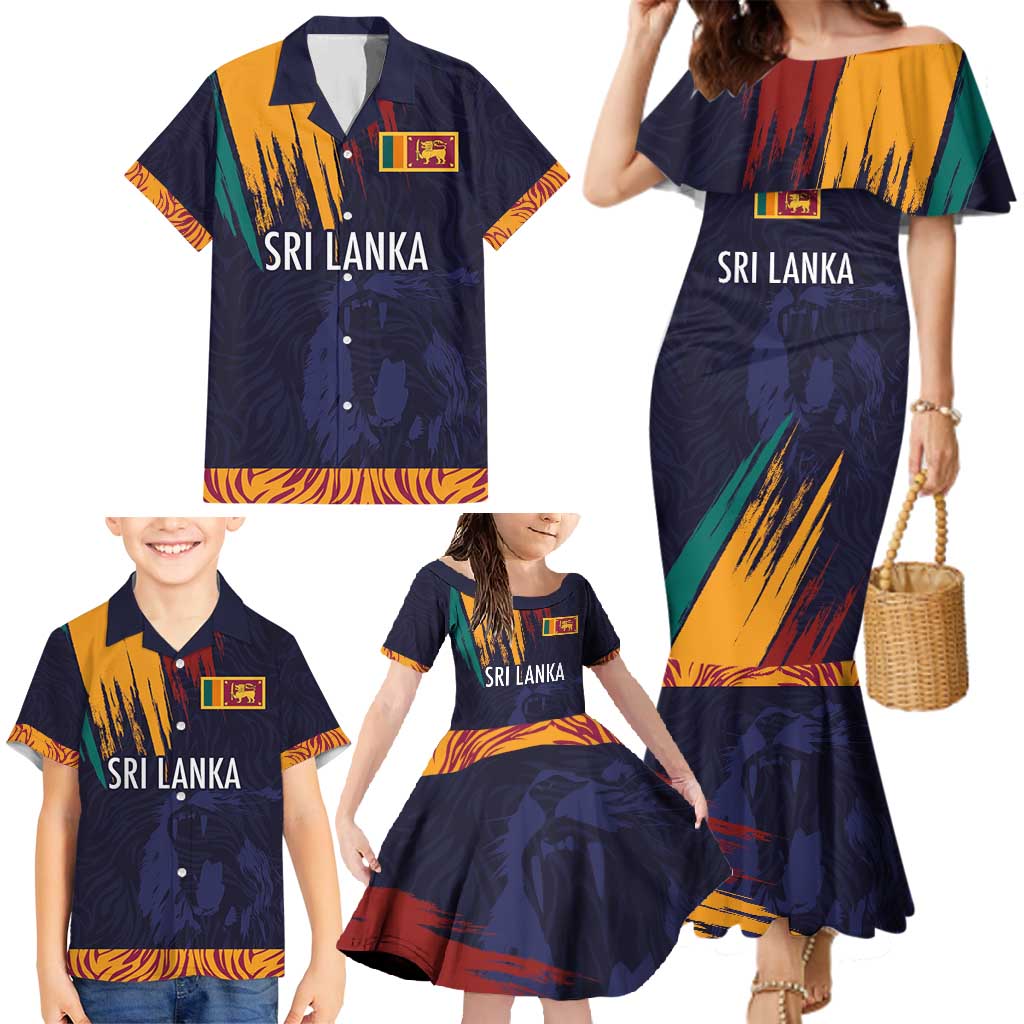 Custom Sri Lanka Cricket The Lions Family Matching Mermaid Dress and Hawaiian Shirt