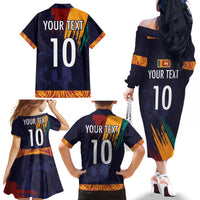 Custom Sri Lanka Cricket The Lions Family Matching Off The Shoulder Long Sleeve Dress and Hawaiian Shirt
