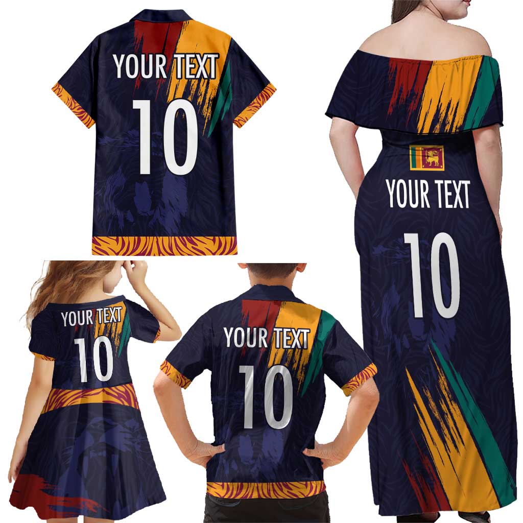 Custom Sri Lanka Cricket The Lions Family Matching Off Shoulder Maxi Dress and Hawaiian Shirt