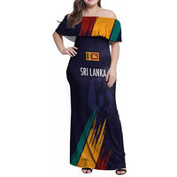 Custom Sri Lanka Cricket The Lions Family Matching Off Shoulder Maxi Dress and Hawaiian Shirt