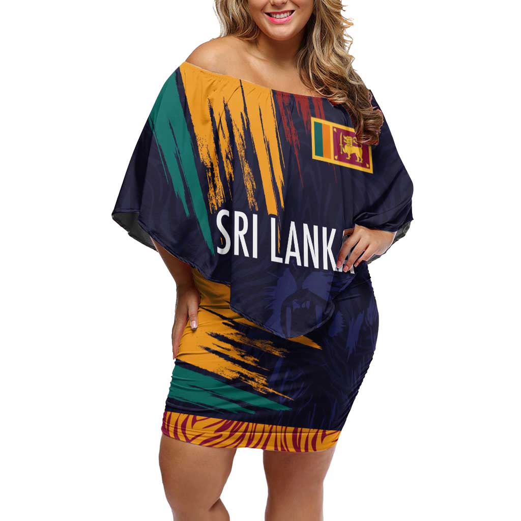 Custom Sri Lanka Cricket The Lions Family Matching Off Shoulder Short Dress and Hawaiian Shirt