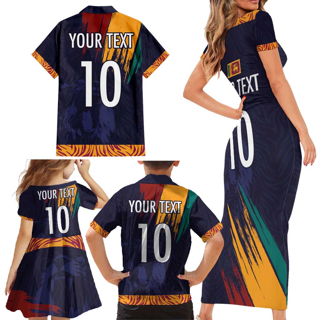 Custom Sri Lanka Cricket The Lions Family Matching Short Sleeve Bodycon Dress and Hawaiian Shirt