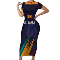 Custom Sri Lanka Cricket The Lions Family Matching Short Sleeve Bodycon Dress and Hawaiian Shirt