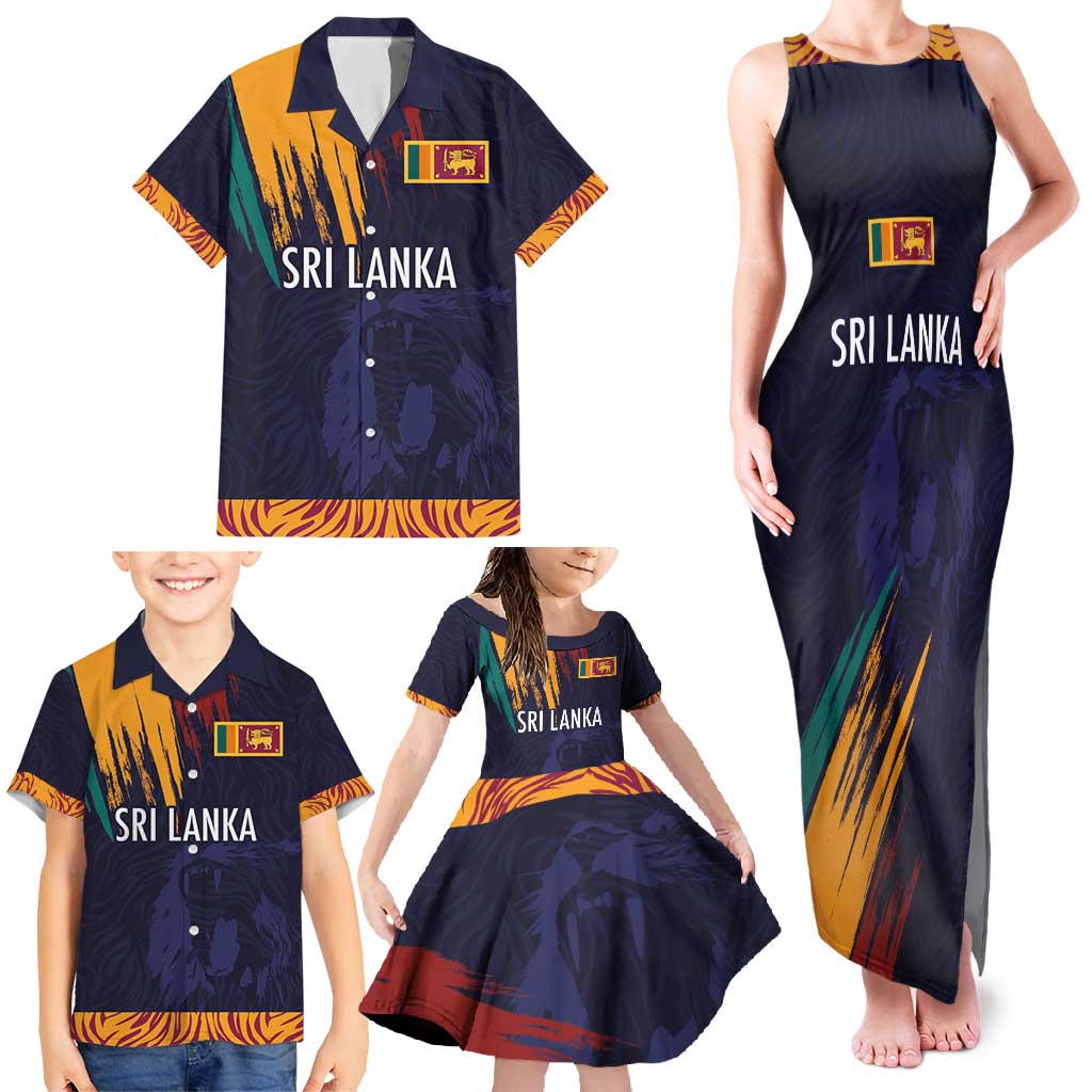 Custom Sri Lanka Cricket The Lions Family Matching Tank Maxi Dress and Hawaiian Shirt