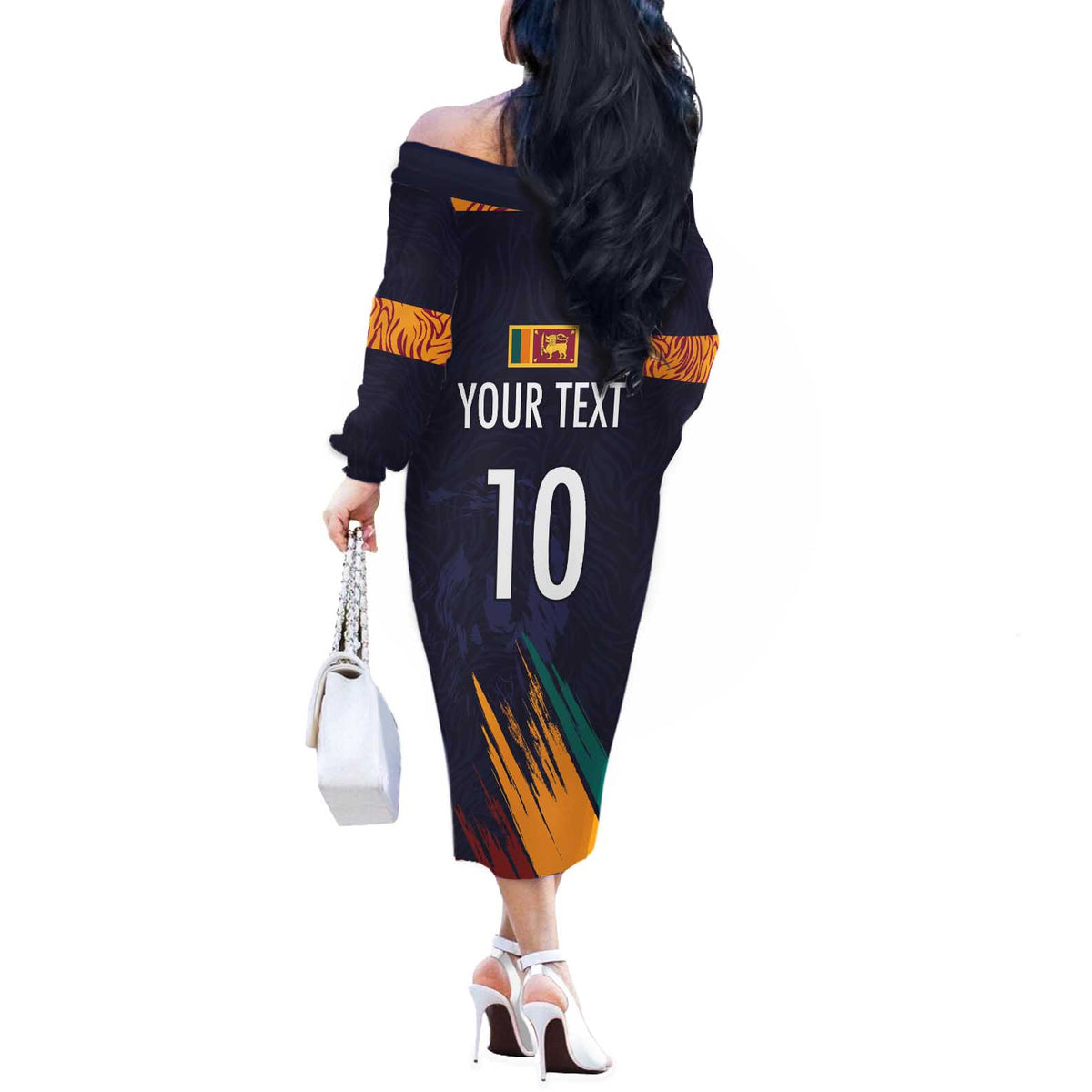 Custom Sri Lanka Cricket The Lions Off The Shoulder Long Sleeve Dress