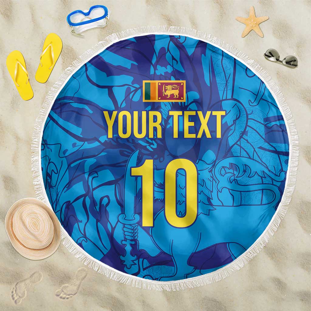 Custom Sri Lanka Cricket Royal Blue Warrior Beach Blanket