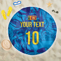 Custom Sri Lanka Cricket Royal Blue Warrior Beach Blanket