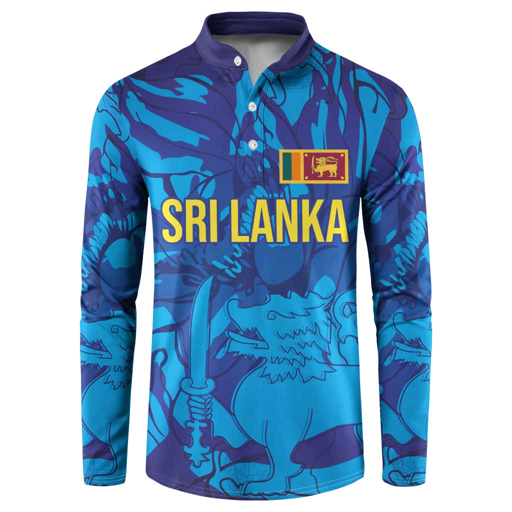 Custom Sri Lanka Cricket Royal Blue Warrior Button Sweatshirt
