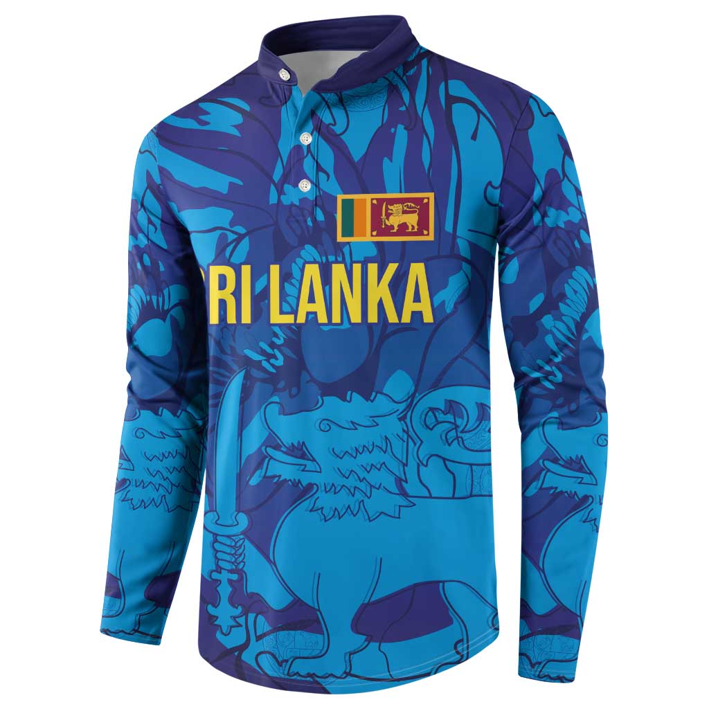 Custom Sri Lanka Cricket Royal Blue Warrior Button Sweatshirt