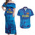 Custom Sri Lanka Cricket Royal Blue Warrior Couples Matching Off Shoulder Maxi Dress and Hawaiian Shirt