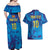 Custom Sri Lanka Cricket Royal Blue Warrior Couples Matching Off Shoulder Maxi Dress and Hawaiian Shirt