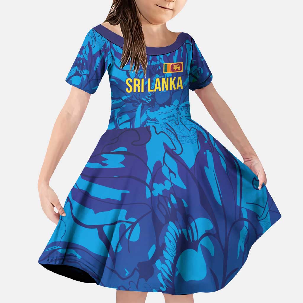 Custom Sri Lanka Cricket Royal Blue Warrior Family Matching Long Sleeve Bodycon Dress and Hawaiian Shirt
