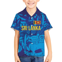 Custom Sri Lanka Cricket Royal Blue Warrior Family Matching Long Sleeve Bodycon Dress and Hawaiian Shirt