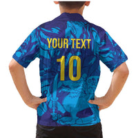 Custom Sri Lanka Cricket Royal Blue Warrior Family Matching Mermaid Dress and Hawaiian Shirt