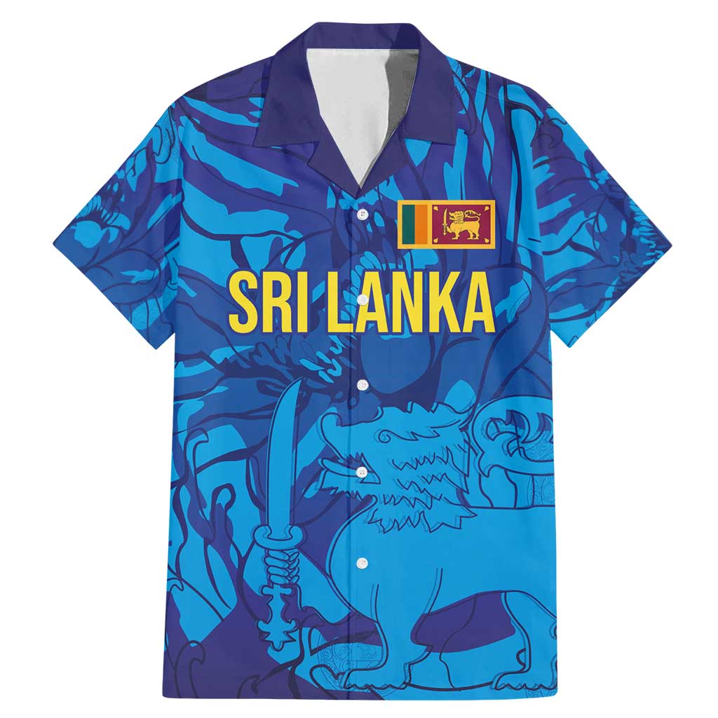Custom Sri Lanka Cricket Royal Blue Warrior Family Matching Mermaid Dress and Hawaiian Shirt
