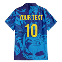 Custom Sri Lanka Cricket Royal Blue Warrior Family Matching Mermaid Dress and Hawaiian Shirt
