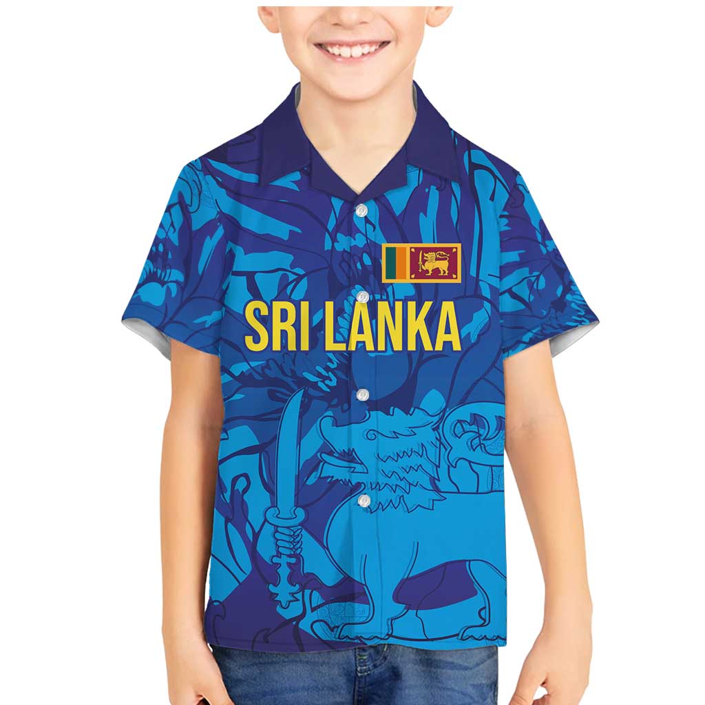 Custom Sri Lanka Cricket Royal Blue Warrior Family Matching Mermaid Dress and Hawaiian Shirt
