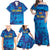 Custom Sri Lanka Cricket Royal Blue Warrior Family Matching Off Shoulder Maxi Dress and Hawaiian Shirt