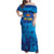 Custom Sri Lanka Cricket Royal Blue Warrior Family Matching Off Shoulder Maxi Dress and Hawaiian Shirt