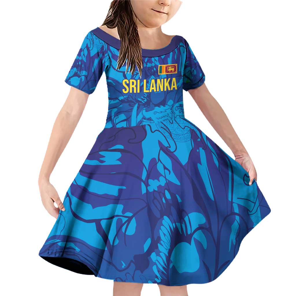 Custom Sri Lanka Cricket Royal Blue Warrior Family Matching Off Shoulder Short Dress and Hawaiian Shirt