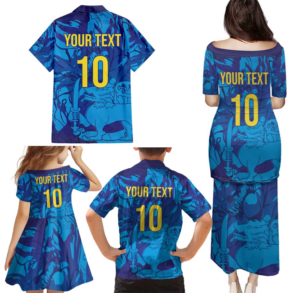 Custom Sri Lanka Cricket Royal Blue Warrior Family Matching Puletasi and Hawaiian Shirt