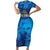 Custom Sri Lanka Cricket Royal Blue Warrior Family Matching Short Sleeve Bodycon Dress and Hawaiian Shirt