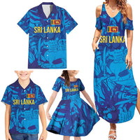 Custom Sri Lanka Cricket Royal Blue Warrior Family Matching Summer Maxi Dress and Hawaiian Shirt