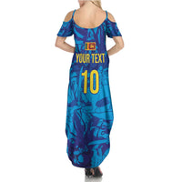 Custom Sri Lanka Cricket Royal Blue Warrior Family Matching Summer Maxi Dress and Hawaiian Shirt