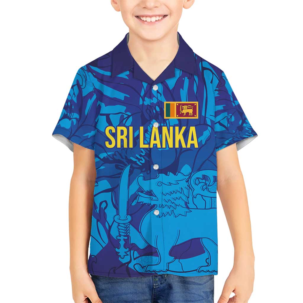 Custom Sri Lanka Cricket Royal Blue Warrior Family Matching Summer Maxi Dress and Hawaiian Shirt
