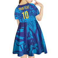 Custom Sri Lanka Cricket Royal Blue Warrior Kid Short Sleeve Dress