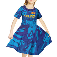 Custom Sri Lanka Cricket Royal Blue Warrior Kid Short Sleeve Dress