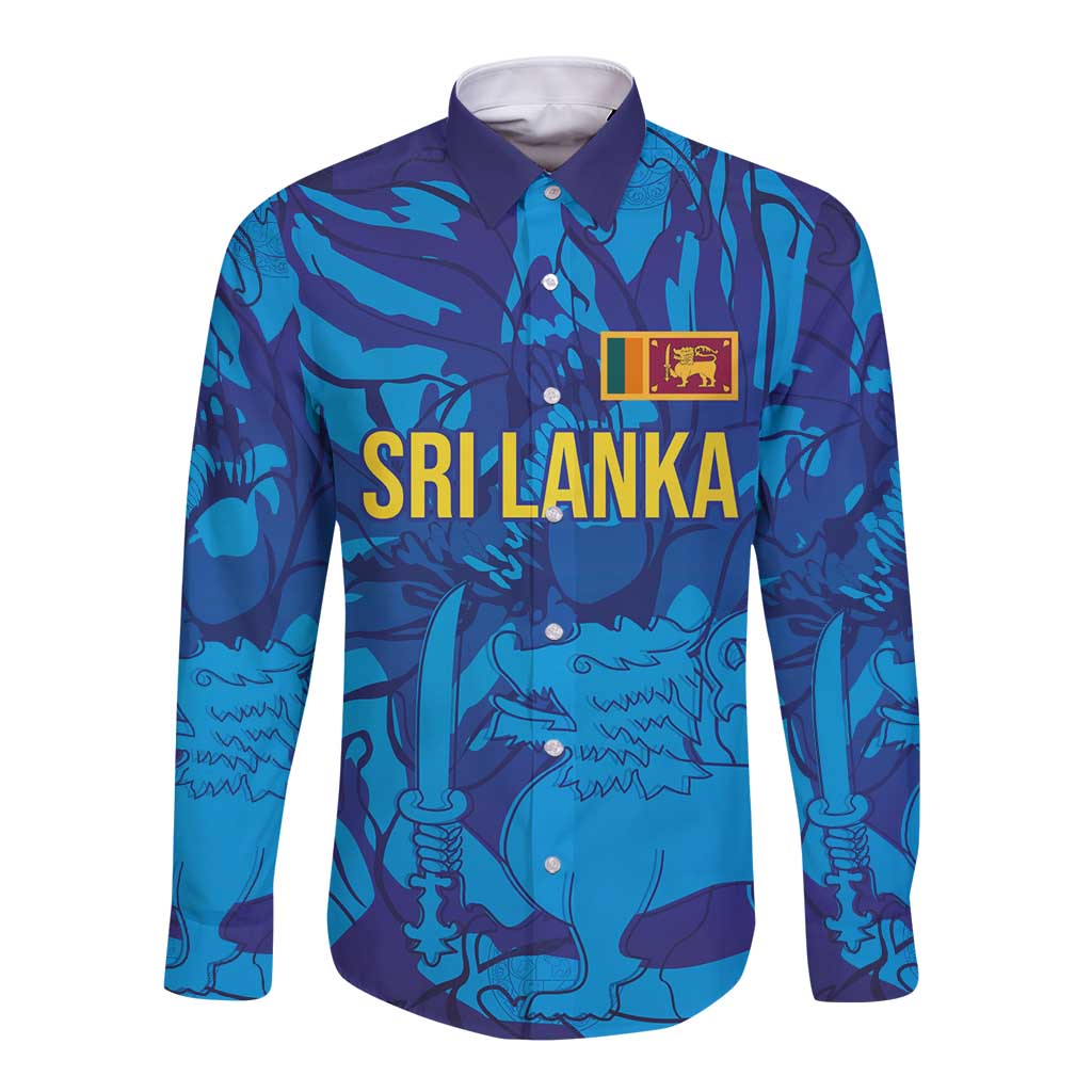 Custom Sri Lanka Cricket Royal Blue Warrior Long Sleeve Button Shirt