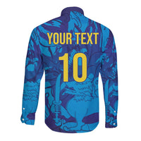 Custom Sri Lanka Cricket Royal Blue Warrior Long Sleeve Button Shirt