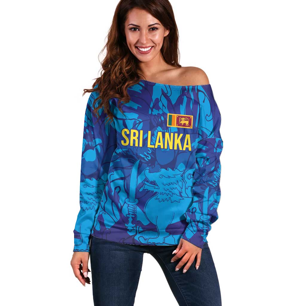 Custom Sri Lanka Cricket Royal Blue Warrior Off Shoulder Sweater