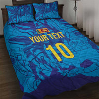 Custom Sri Lanka Cricket Royal Blue Warrior Quilt Bed Set